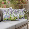 thumbnail image 4 of Spring Flowers Pillow Covers 2 Pack Watercolor Truck Purple Blue Floral Leaf Butterfly Wood Grain Pillowcase Waterproof Outdoor Throw Pillow Cover for Patio Balcony Rectangular Cushion 20”x12”, 4 of 9