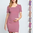 thumbnail image 7 of Zwiiyzr 2025 Women's Maternity Dress Striped Slim Short Sleeve Tank Dresses Scoop Neck Pregnancy Bodycon Dress for Casual Wear Navy, 7 of 7