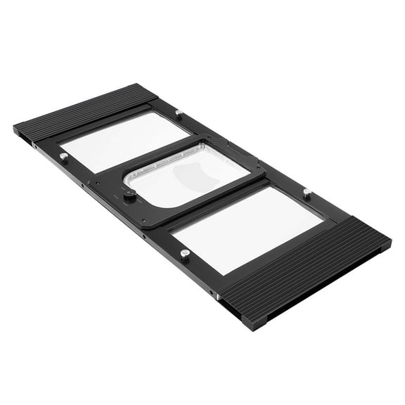 KFFKFF Adjustable Cat Door for Windows, Fits Window Widths 31"-36", 4 Locking Options, Durable Aluminum Frame with Clear Glass, Magnetic Seal, Weather-Resistant Pet Access Door, Black