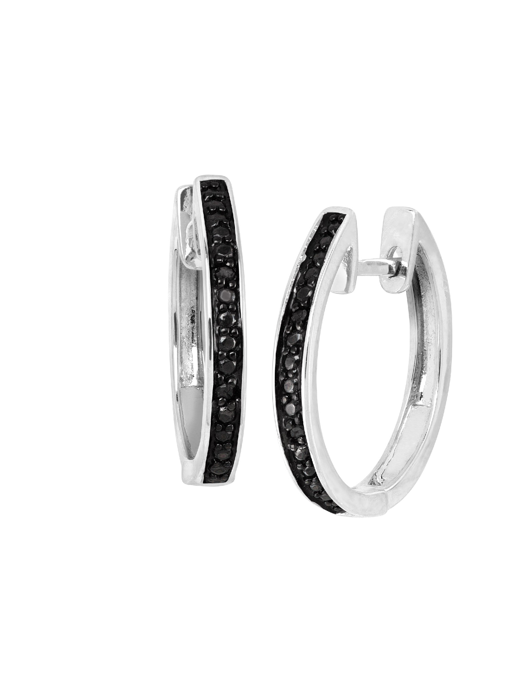 Finecraft Jewellery Women's Hoop Earrings with Black