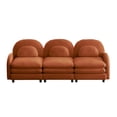 thumbnail image 6 of HUTWIFE 98.2" 3-Seater Teddy Velvet Couch, Orange Modular Sofa with Curved Back & Lumbar Pillows, 6 of 9