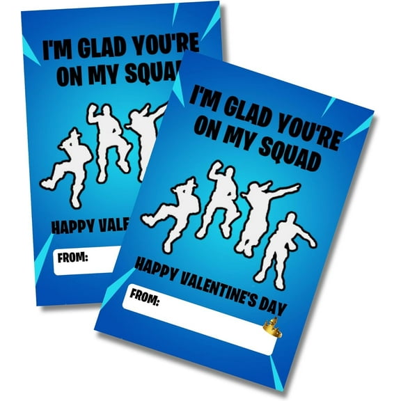 Squads Valentines Day Cards Class Emote Postcard 30 pack 4x6 Gamer Zero Builds Boys Fort Skins Valentine Cards for School Exchange Item Shop