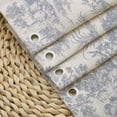 thumbnail image 5 of Ruffle Linen Shower Curtain with Blue and White Toile de Jouy for Vintage French Country Bathroom Decor Shabby Chic Chateau Toile Pattern 72x72 Inches, 5 of 6
