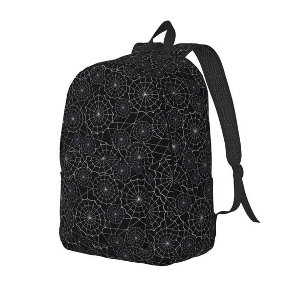 Ratiio Spider Web Black Print Canvas Backpack for Women & Men Retro Aesthetic Rucksack Basic Backpack for High School/College Students Travel Laptop Bag