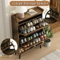 thumbnail image 3 of Shoe Storage Cabinet for Entryway, Large Shoe Cabinet with 2 Flip Drawers, Narrow Shoe Rack Cabinet, Slim Hidden Shoe Storage, Wooden Shoe Organizer Rack, Rustic Brown, 3 of 8