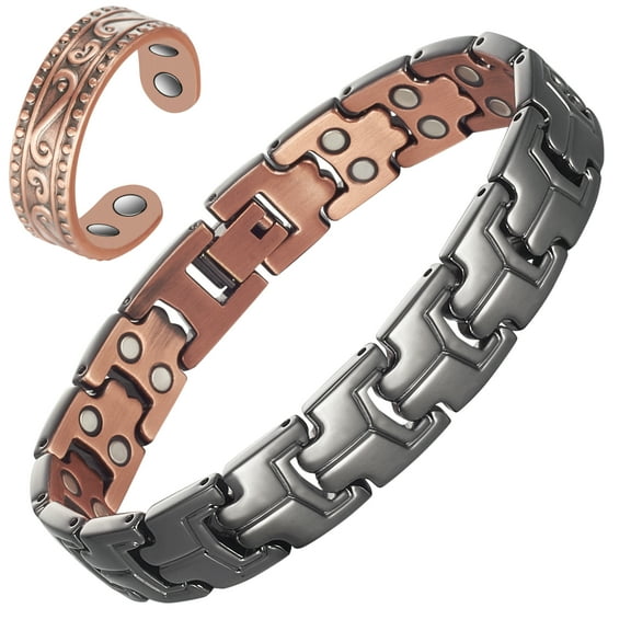 Wollet Pure Copper Magnetic Bracelets for Men,  Fashion Jewelry Gift Ring