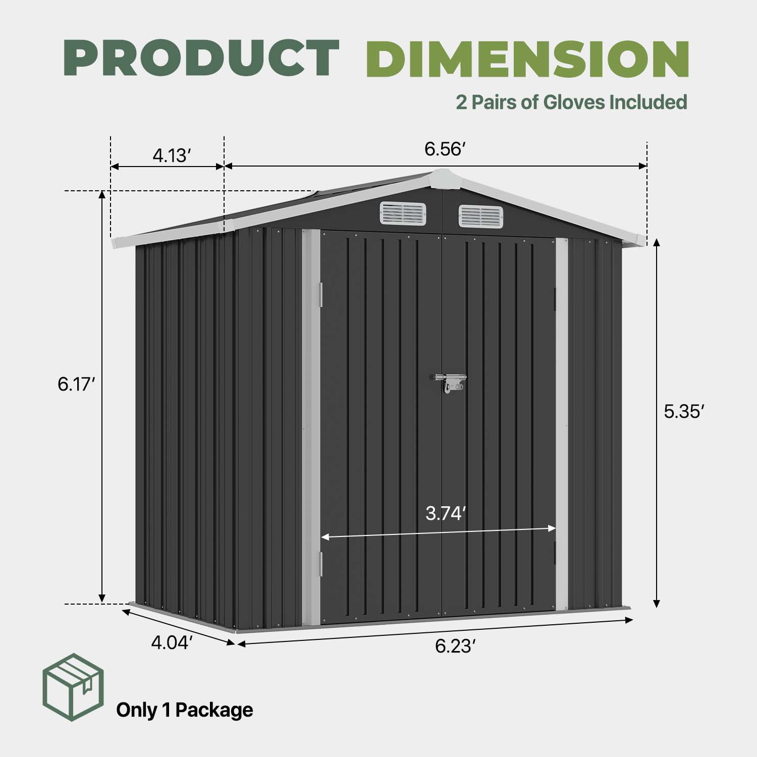 BaPiPro 6'x4' Outdoor Metal Shed - Shed and Outdoor Storage for Garden Tools/Bikes/Garden Equipment, Lockable Waterproof, Black