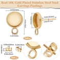 thumbnail image 2 of 50Pcs Flat Round 304 Stainless Steel Stud Earrings Findings Real 18K Gold Plated with Ear Nuts 14x9.5mm Hole: 2.5mm Inner Diameter: 8mm Pin: 10.5x0.7mm 50pcs, 2 of 7