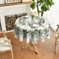 thumbnail image 3 of Verolix Blue Floral Round Tablecloth 60 Inch, Botanical Leaf Table Cover for Dining Table Decoration, 3 of 5