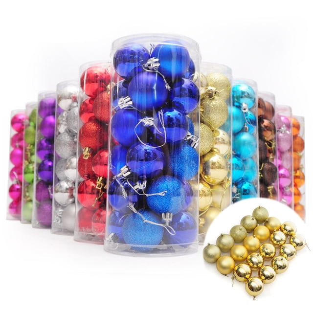 Fiudx Juego de 24 Bolas Navideñas de Pvc Galvanizado, Brillantes, para Decorar El Árbol de Navidad, Ideal para Las Fiestas, de Plástico Resistente, Tamaño de 4 Cm, Fácil de Colgar.
