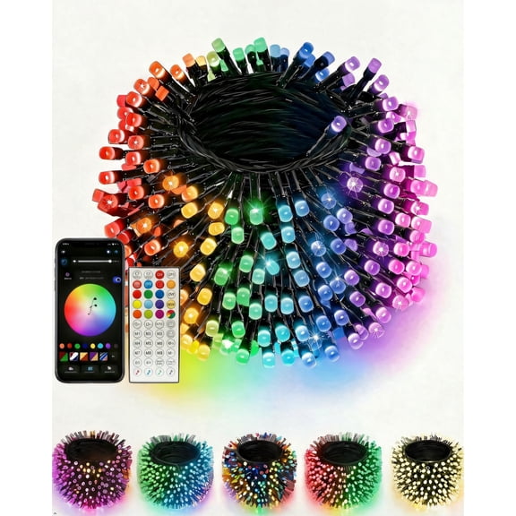 Beatineon Color Changing Smart Halloween Lights Indoor/Outdoor 65.6 ft Corded Electric Smart, Remote Controlled, Music Sync LED String Lights