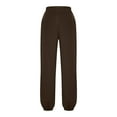 thumbnail image 5 of Sweatpants for Women Solid Color Elastic Waist Sports And Leisure Belt Pocket Threaded Ankle Pants Sawvnm Brown XL, 5 of 9