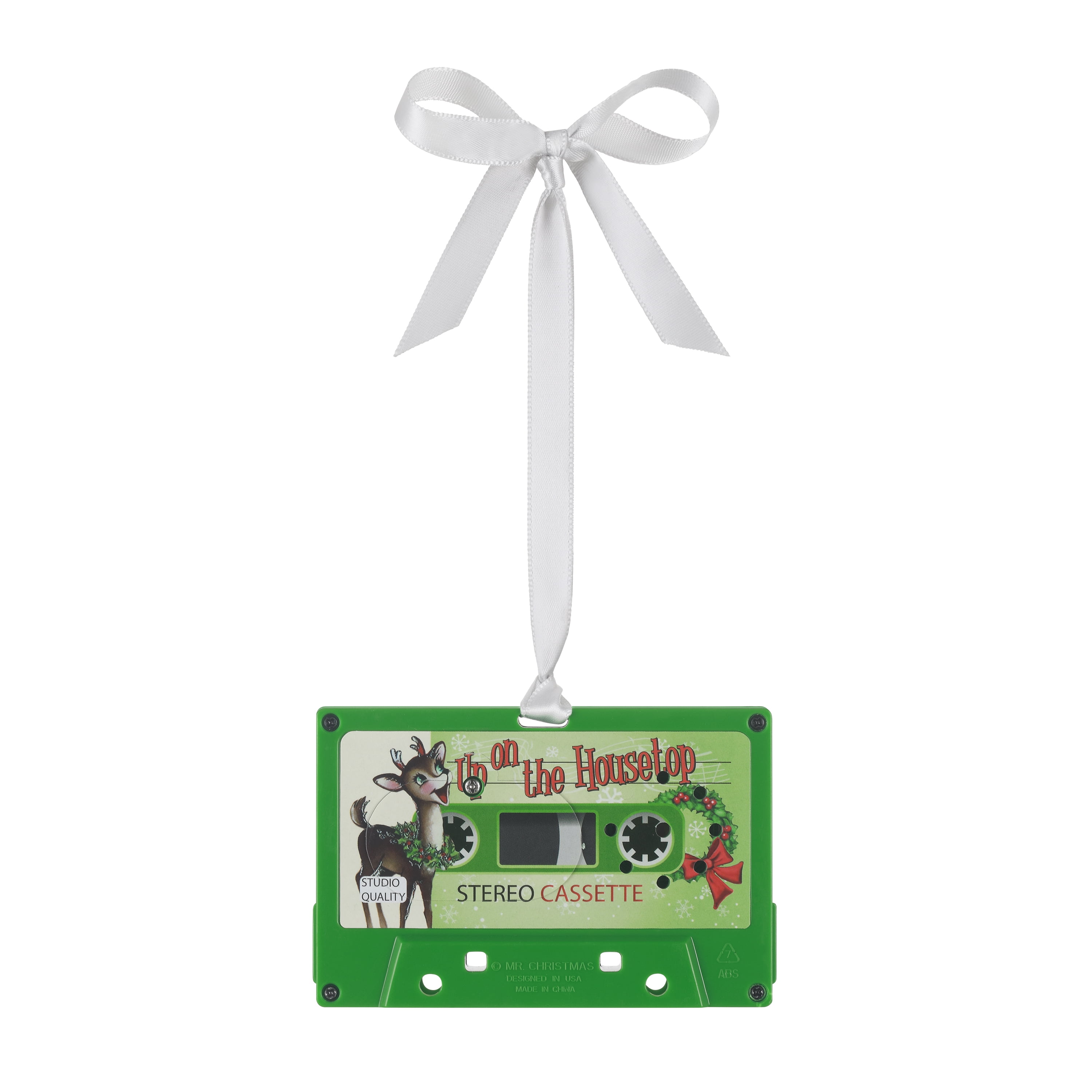 Mr. Christmas Retro Cassette Ornament, Green