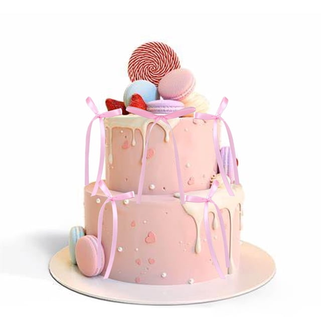 Adornos para cupcakes AMABAZR Bowknot Ribbons Coquette x20 unidades, color rosa claro