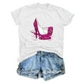 thumbnail image 4 of TSADFHJI Hauts pour Femmes Grande Taille Mode Décontractée Manches Courtes Col Rond T-Shirt Imprimé Ample S Blanc, 4 of 4