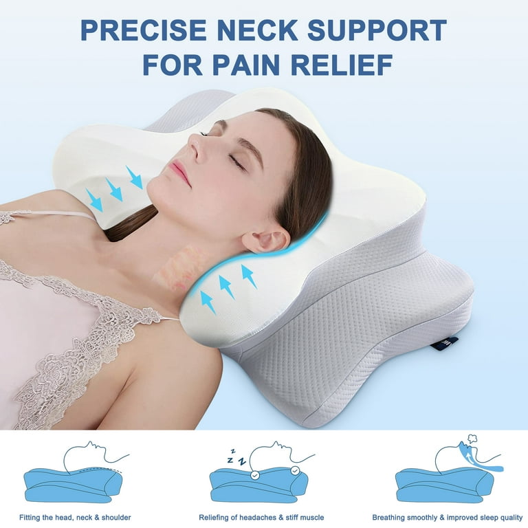 Cervical Pillow for Neck and Shoulder Pain Relief, Contour Memory Foam Neck  Support Pillow, Ergonomic Orthopedic Sleeping Bed Pillow for Side Back
