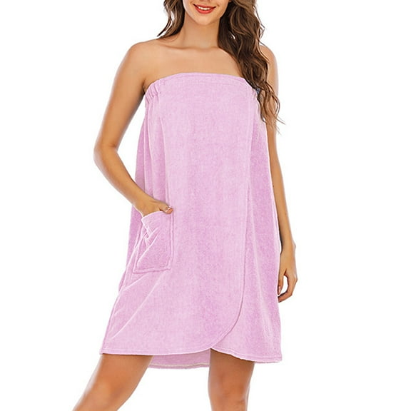purcolt Womens Bath Towel Robe Spa Body Wrap Shower Bathrobe with Adjustable Snap Closure & Pockets