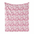 thumbnail image 1 of Geometric Soft Flannel Fleece Blanket, Bubbly Pinkish Circles with Blank Little Dots Baby Girl Nursery Themed Forms, Cozy Plush for Indoor and Outdoor Use, 60" x 80", Rose and Pink, by Ambesonne, 1 of 6