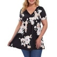 thumbnail image 2 of Fesfesfes Womens Oversized T Plus Size Women Short Sleeve Printed V-Neck Boho Blouse Basic Tee Tunic Tops Tshirt for Women 20(XXXXXXL), 2 of 8
