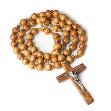 Catholic Large Wall Rosary Prayer Chain with 20mm Wooden Beads Spiritual Crosses Decoration for Faithfuls Households