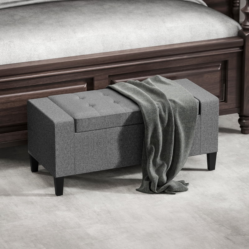 Alvantor Storage Bench with Lift Top, Linen Upholstered Entryway Seat 36.25"x15.75"x15.75" Gray