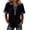 Black #022, variant on Womens Patchwork Collared Dressy Tops Denim V Neck Western Shirts Splicing Buttons Decor Casual Blouses Navy 2XL
