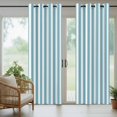 thumbnail image 3 of Outdoor Curtains for Patio Waterproof, Aqua Striped Windproof Pravicy Outside Porch Blackout Curtain, Modern Farmhouse Blue White Stripes Sun Blocking Grommets Curtains for Cabana Gazebo 54"x84", 3 of 9
