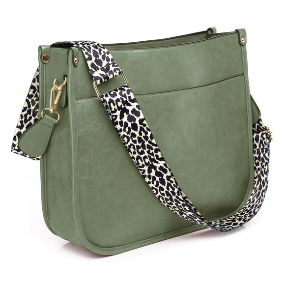 AUYOCO Bolso bandolera de piel vegana para mujer, bolso cruzado con correa para guitarra, bolsillos con cremallera, bolso de hombro