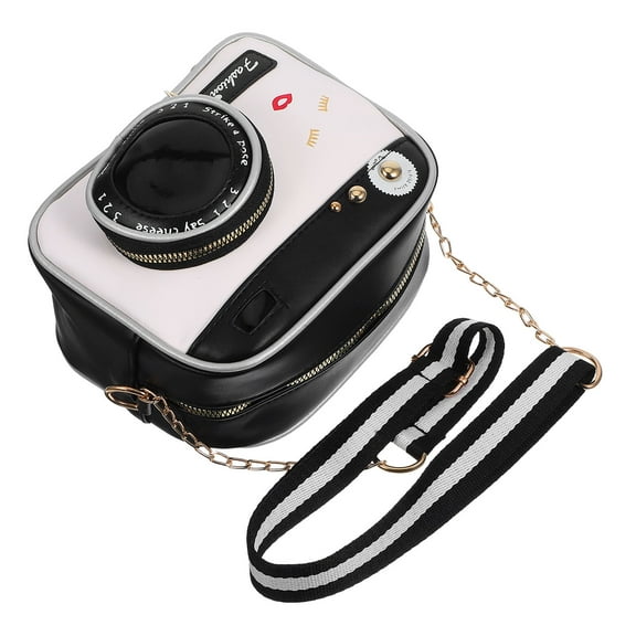 FRCOLOR Women Vintage Camera Shape Fashionable Shoulder Bag Handbag Messenger Bag in Black PU Leather 1