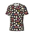 thumbnail image 5 of Qekee Rainbow Flowers Classic Fit T-Shirt Men's Shirt Men's Tight Short Sleeves for Exercise, Running, Mountaineering - Rainbow Flowers, 5 of 9