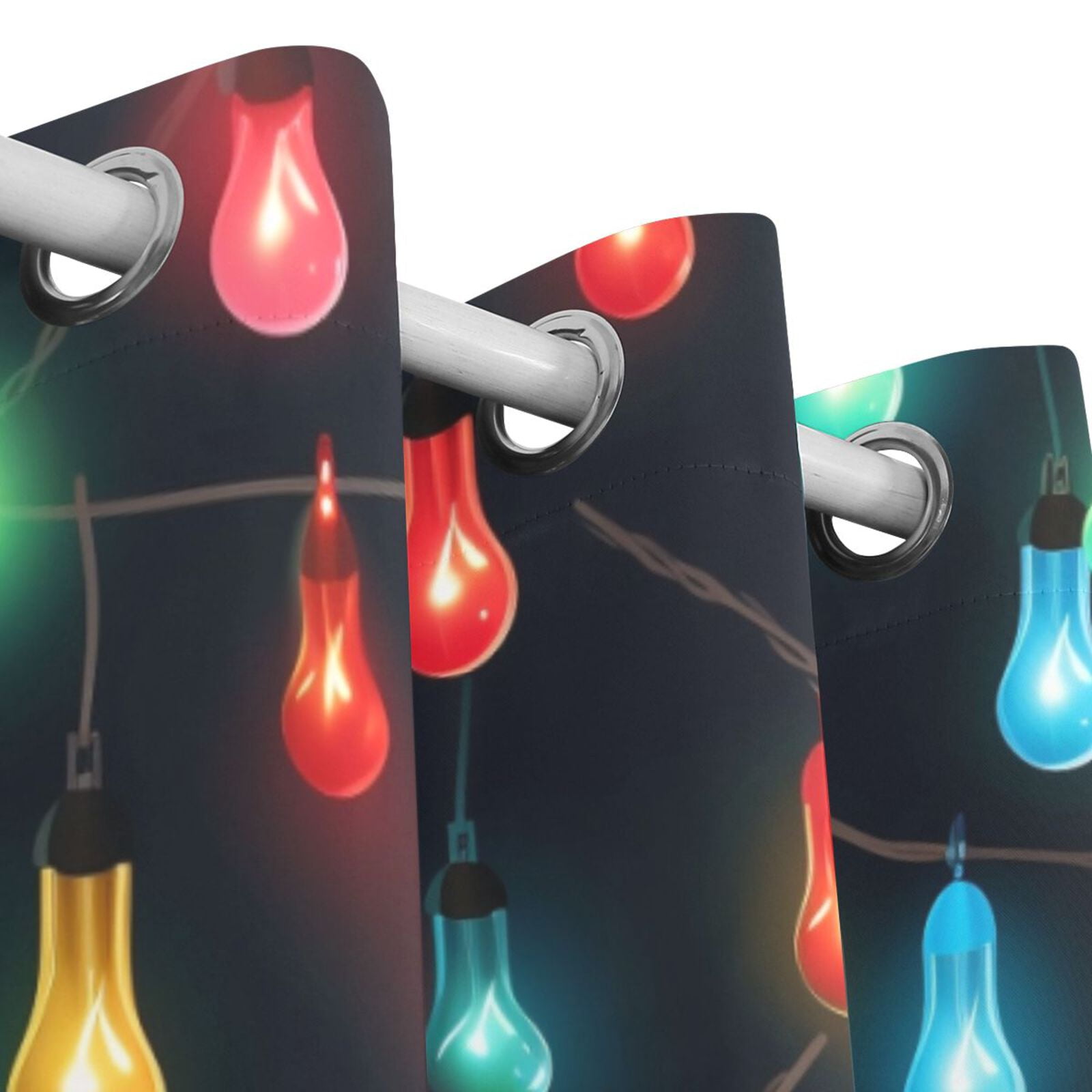 Christmas Lamp Light Post Black Out Curtains 72 Inch Length Curtains for Sliding Glass Doors Bedroom Living Room 2 Pack