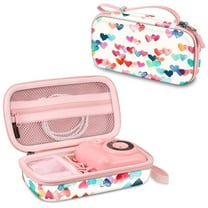 Fintie Kids Camera Case Compatible with ESOXOFFORE, MINIBEAR, Dylanto, WEEFUN and More Instant Camera for Kids Digital Video Cameras, Hard Carrying Bag with Inner Pocket, Raining Hearts
