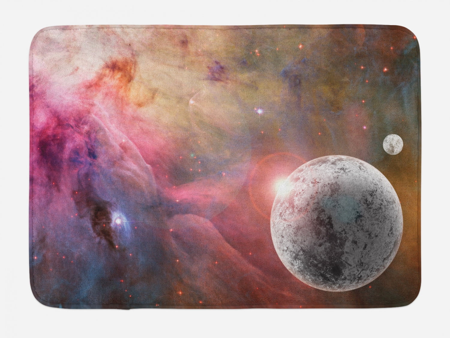 Outer Space Bath Mat, Unknown Frozen in a Star Field with Circular Nebula Fog Galactic