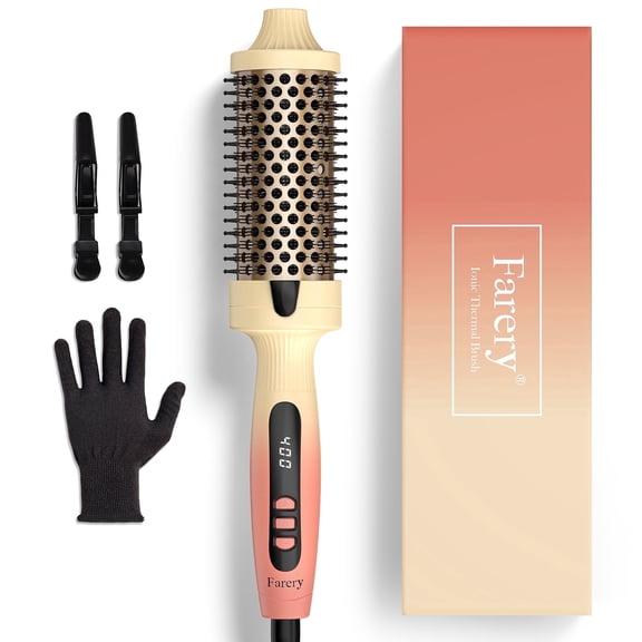 FARERY 1.77" Ionic Thermal Brush,  Heated Curling Brush for Root Volume & Loose Curls