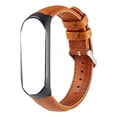 thumbnail image 1 of EeaseMX Correa de cuero para reloj, deportiva, minimalista, compatible con Miband 4 (marco negro, cuero marrón)., 1 of 7