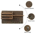 thumbnail image 5 of Wall Mounted Mail Holder Wooden Key Holder Rack Mail Sorter Organizer with 4 Double Key Hooks and A Floating Shelf Rustic Home Decor for Entryway or Mudroom, 5 of 7