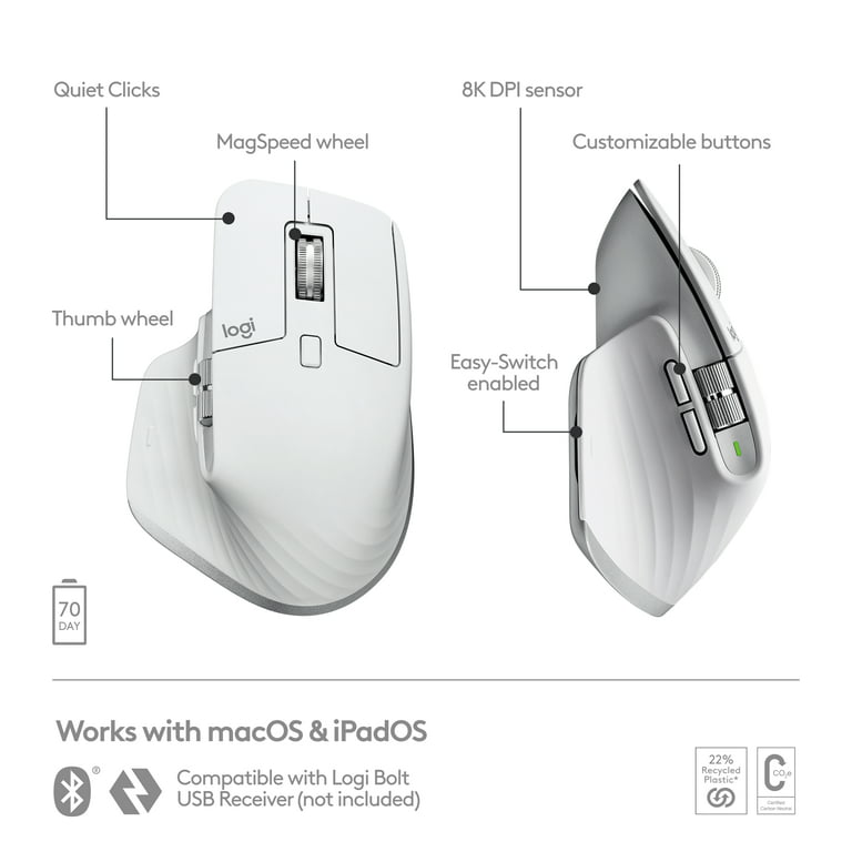 Logitech MX Master 3S for Mac Performance Wireless Pale Gray, Gray - Walmart.com