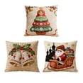 thumbnail image 2 of Juego de 3 fundas de almohada decorativas navideñas | Fundas de almohada cuadradas de lino de 45 x 45 cm, 2 of 7