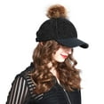 thumbnail image 6 of Herringbone Wool Blend Baseball Caps with Faux Fur Pompom, 6 of 21