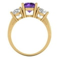 thumbnail image 4 of Clara Pucci 14K Yellow Gold Solid Gold Amethyst Three-Stone Anniversary Ring for Women - 3 cttw Round Cut, 4 of 8