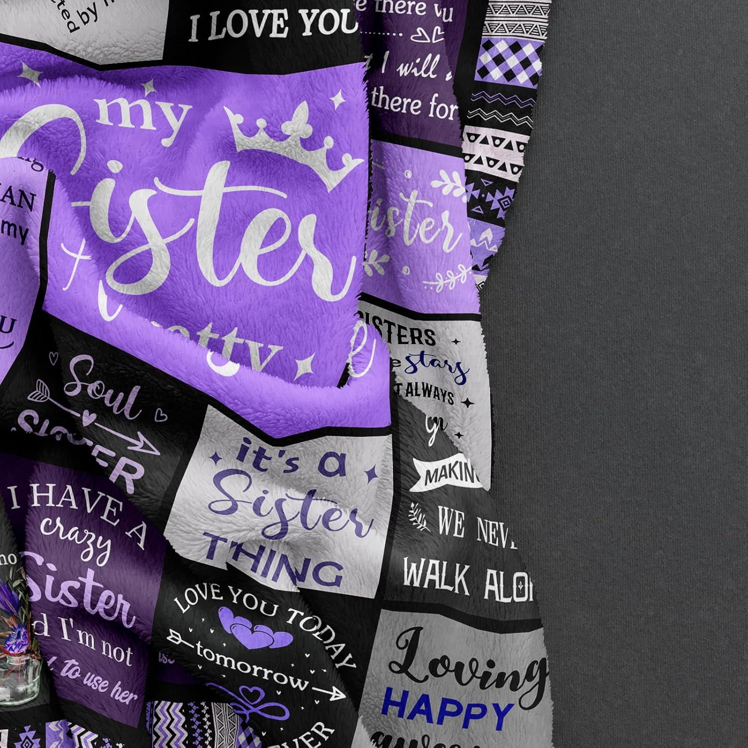 Sister Gifts, Sister Birthday Gifts from Sister, Bestie Gifts for Women, Best Friend Birthday Gift for Women, Big Sister Gift from Little Sister Blanket 60” x 50”, Sister Valentines Gifts