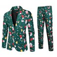 thumbnail image 3 of Traje de negocios informal navideño para hombre, 2 piezas, chaqueta de un botón, pantalones, feo y divertido conjunto con estampado de muñeco de nieve y alce navideño para hombre, 3 of 5