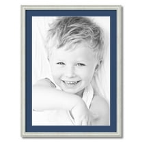 ArtToFrames 24x32 Matted Picture Frame with 20x28 Single Mat Photo Opening Framed in 1.25 Off White Wash on Ash and 2 Delft Blue Mat (FWM-4098-24x32)
