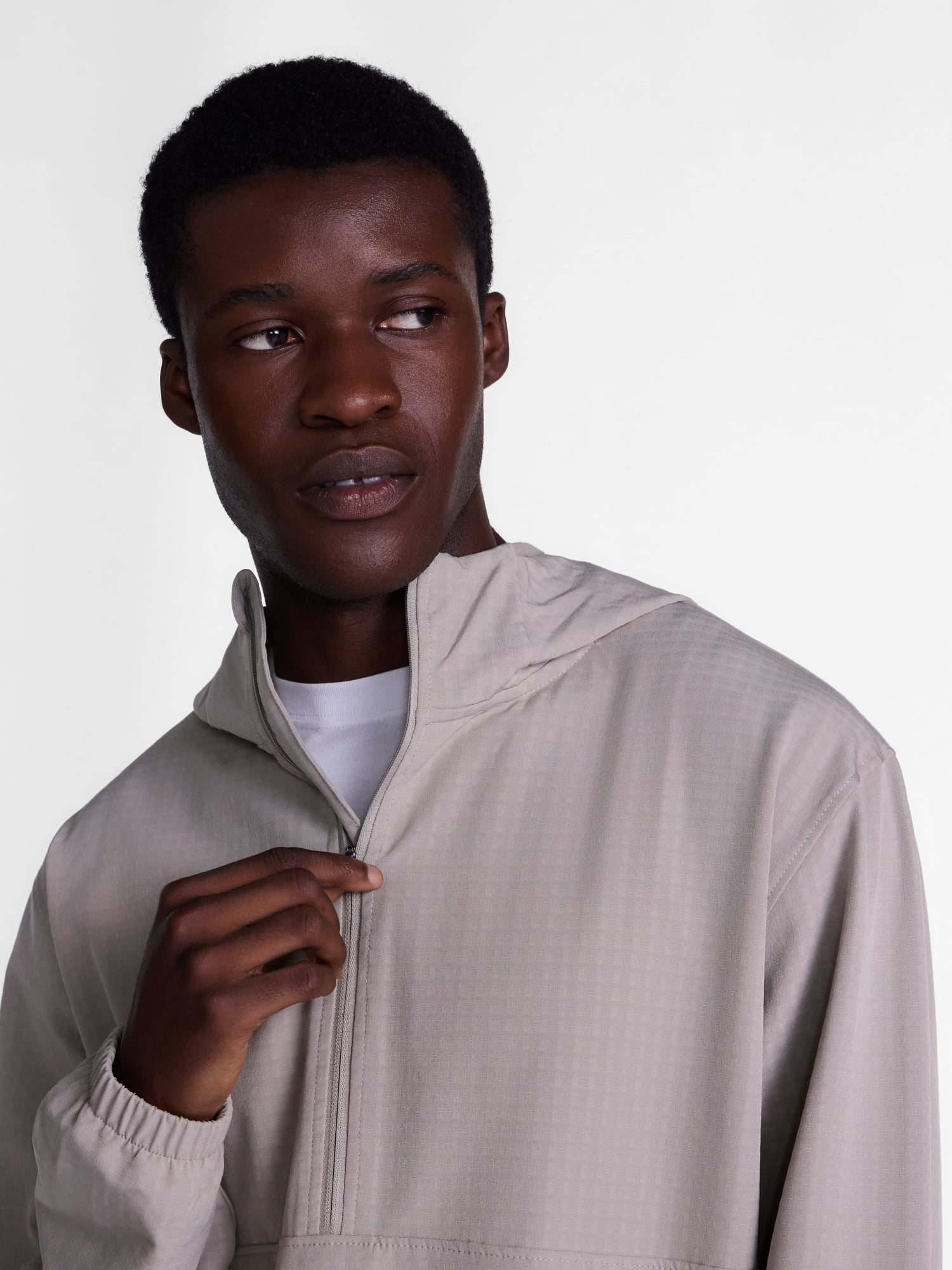 Athletic Works Men's Grid Textured Fleece Half Zip Hoodie Pullover, Sizes XS-4XLT