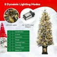 thumbnail image 7 of 4.5ft Christmas Tree 2 Set with 200 Warm White LED Lights Pre Lit Snow Flocked Christmas Tree with Snowflake Potted Base Artificial Xmas Tree with Red Berries for Home Entrances, 7 of 7
