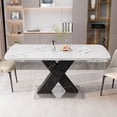 thumbnail image 1 of Noble House 47.24"-62.99"Modern Rectangle Dining Table, Stretchable,White+Black, 1 of 7