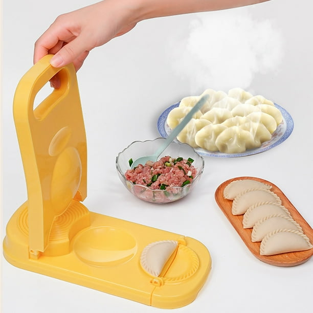Xihbxyly Kit para Hacer Gyozas, Prensa Multifuncional para Empanadillas y Pasta, Herramienta Fácil de Usar, Ideal para Cocinar En Casa y Fiestas, Empanadillas Caseras Rápidas, Amarillo y Azul Cielo,