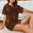 thumbnail image 4 of Wukai Orange Dreamcatcher Print Women's Pajama Set - Short-Sleeve Top and Shorts with Elastic Waistband and Pockets for Loungewear, Yoga, and Casual Wear-X-Large, 4 of 6