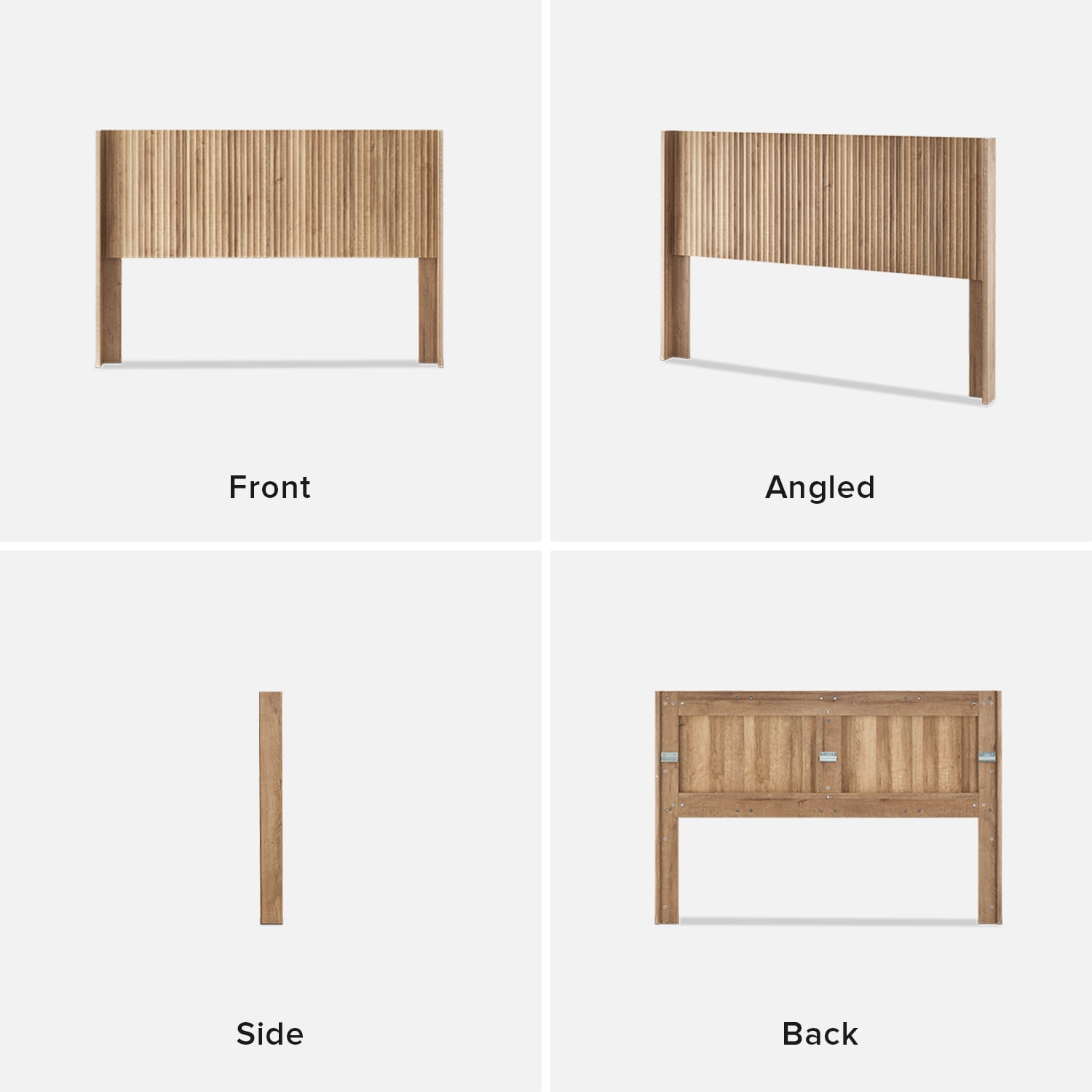 mopio Brooklyn Queen Size Oak Headboard, 62.4" Wide Headboard Only, Wood Headboard, Modern Farmhouse, Boho, Wall Mount, Fluted Panel, Wingback Design