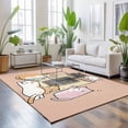 thumbnail image 3 of Area Rugs 4'x6'. Pink Brown Cute Cat Carpet Runner Indoor Outdoor Rugs Home Decor Aesthetic, Cartoon Funny Heater Cats Non Slip Mats Washable Accent Rug for Living Room Bedroom, 3 of 8